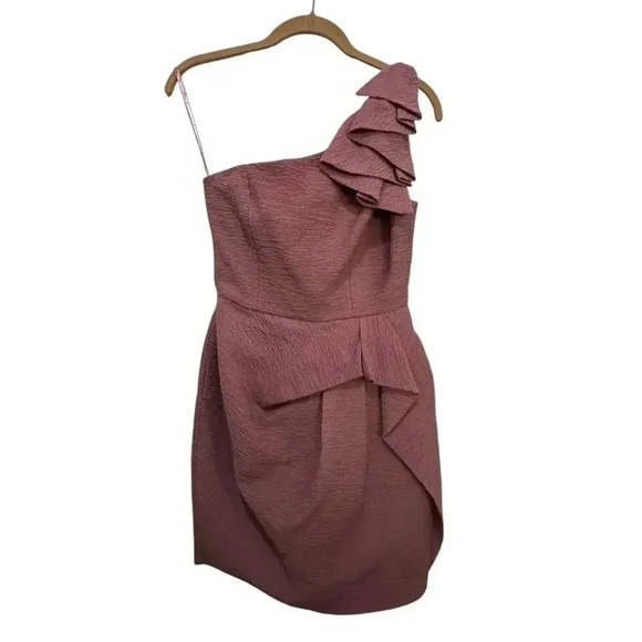 BCBGMAXAZRIA Pink 100% Polyester Midi A-Line Dress Size 02 - Picture 1 of 8